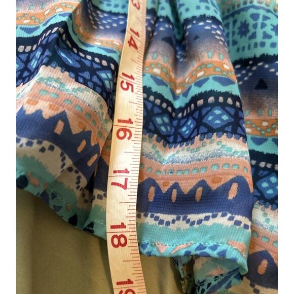 City Triangles Aztec Cage Front Mini Dress Size XL Aqua Summer Beach Vacation - Picture 7 of 7